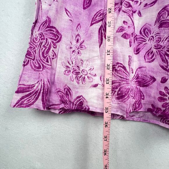 NEW J Jill 10 Women's 100% Linen Flowy Full Maxi Skirt Lined Purple Floral - Picture 12 of 12